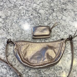 HOBO Metallic Shoulder Bag and Wallet Set
